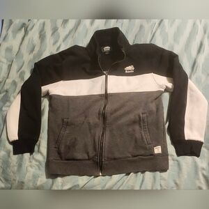 Roots Black and Gray Fleece Zip-Up Jacket Men's‎ Size Large